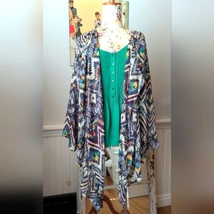Adore High Low Aztec Print Cardigan‎